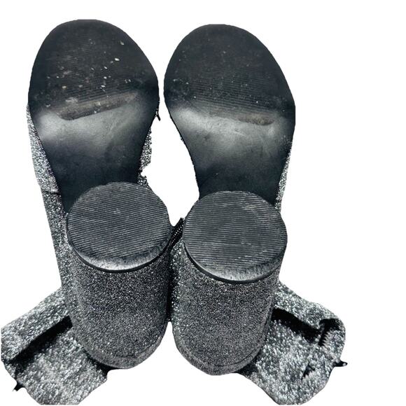 Steve Madden Garrick Silver Sparkle Block Heel Ankle Boots Womens sz 7.5 - Picture 5 of 8